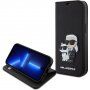 Karl Lagerfeld Saffiano Karl and Choupette NFT flip futrola za iPhone 15 - crno