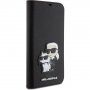 Karl Lagerfeld Saffiano Karl and Choupette NFT flip futrola za iPhone 15 Plus - crno