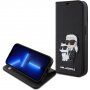 Karl Lagerfeld Saffiano Karl and Choupette NFT flip futrola za iPhone 15 Pro - crno