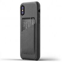 Mujjo Full Leather Wallet futrola za Apple iPhone X - Siva