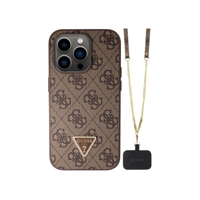 Guess Custodia per telefono PU 4G Metal Logo Crossbody Strap iPhone 16 Nero| Techinn