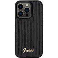 Guess Sequin Script Logo maska sa šljokicama za iPhone 14 Pro Max - crni
