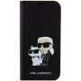 Karl Lagerfeld Saffiano Karl and Choupette NFT flip futrola za iPhone 15 - crno