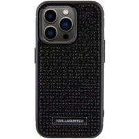 Karl Lagerfeld Rhinestone Plate Metal Logo maska sa kamenčićima za iPhone 15 Pro Max - crni