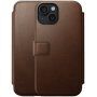 Nomad Modern Leather Folio flip futrola sa MagSafe za iPhone 15 - smeđi
