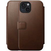 Nomad Modern Leather Folio flip futrola sa MagSafe za iPhone 15 - smeđi