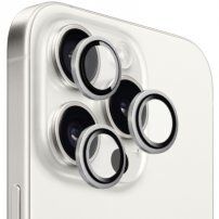 FIXED Camera Glass kaljena stakla sa aluminijskim okvirom za zaštitu leća stražnjeg fotoaparata za iPhone 15 Pro / 15 Pro Max - srebrna