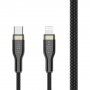 FIXED pleteni kabel za punjenje i prijenos podataka PD 60 W USB-C / Lightning - MFi za iPhone / iPad / iPod / AirPods - 1,2 m - crna