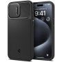 Spigen Optik Armor MagFit otporna maska sa pomičnim poklopcem za kameru i MagSafe za iPhone 15 Pro Max - crni