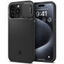 Spigen Optik Armor MagFit otporna maska sa pomičnim poklopcem za kameru i MagSafe za iPhone 15 Pro Max - crni