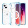 Prozirna maska sa okvirom u boji i MagSafe za iPhone 15 Plus - plavi
