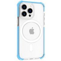 Prozirna maska sa okvirom u boji i MagSafe za iPhone 15 Pro - plavi