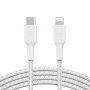 BELKIN BOOST Charge Braided izdržljivi pleteni kabel za punjenje i prijenos podataka USB-C / Lightning - MFi za iPhone / iPad / iPod / AirPods - 1 m - bijela