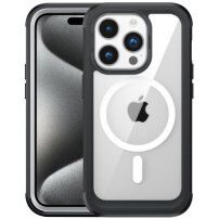 Futrola otporna na udarce s ojačanim rubovima i MagSafe za iPhone 15 Pro Max - crna