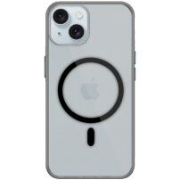 Prozirna maska s crnim MagSafe za iPhone 15 - siva