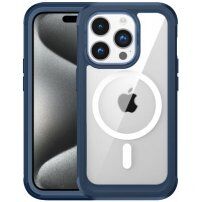 Futrola otporna na udarce s ojačanim rubovima i MagSafe za iPhone 15 Pro - plava