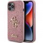 Guess Fixed Glitter 4G Metal Logo svjetlucava maska za iPhone 12 / 12 Pro - ružičasta