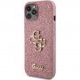 Guess Fixed Glitter 4G Metal Logo svjetlucava maska za iPhone 12 / 12 Pro - ružičasta