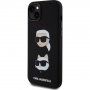Silikonska maska Karl Lagerfeld Karl and Choupette Heads za iPhone 15 Plus - crna