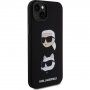 Silikonska maska Karl Lagerfeld Karl and Choupette Heads za iPhone 15 Plus - crna