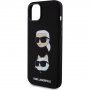 Silikonska maska Karl Lagerfeld Karl and Choupette Heads za iPhone 15 Plus - crna