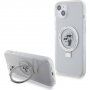 Karl Lagerfeld Ringstand Karl and Choupette maska s preklopnim postoljem i MagSafe za iPhone 15 Plus - prozirna