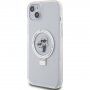 Karl Lagerfeld Ringstand Karl and Choupette maska s preklopnim postoljem i MagSafe za iPhone 15 Plus - prozirna