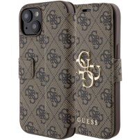 Preklopna futrola Guess 4G Metal Logo za iPhone 15 - smeđa