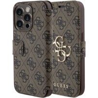 Preklopna futrola Guess 4G Metal Logo za iPhone 15 Pro - smeđa