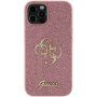 Guess Fixed Glitter 4G Metal Logo svjetlucava maska za iPhone 12 / 12 Pro - ružičasta