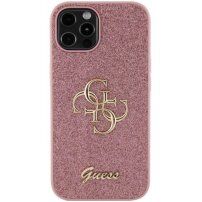 Guess Fixed Glitter 4G Metal Logo svjetlucava maska za iPhone 12 / 12 Pro - ružičasta