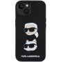 Silikonska maska Karl Lagerfeld Karl and Choupette Heads za iPhone 15 Plus - crna