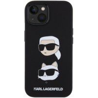Silikonska maska Karl Lagerfeld Karl and Choupette Heads za iPhone 15 Plus - crna