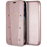 Guess Kaia Book case futrola za iPhone X / XS - Ružičasto-zlatna