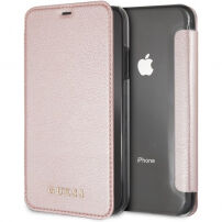 Guess PU Leather Book Case Iridescent futrola za iPhone XR - Ružičasto-zlatno