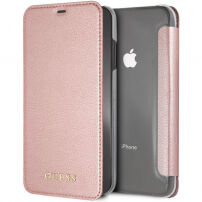 Guess PU Leather Book Case Iridescent futrola za iPhone XS Max - Ružičasto-zlatna