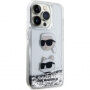 Karl Lagerfeld Liquid Glitter Karl and Choupette Head maska za iPhone 15 Pro Max - srebrna