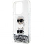 Karl Lagerfeld Liquid Glitter Karl and Choupette Head maska za iPhone 15 Pro Max - srebrna