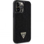 Maska Guess Rhinestones Triangle Metal Logo s kamenčićima za iPhone 15 Pro Max - crna