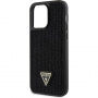 Maska Guess Rhinestones Triangle Metal Logo s kamenčićima za iPhone 15 Pro Max - crna