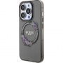 Guess Flowers Ring Glossy Logo maska s MagSafe za iPhone 13 Pro Max - siva