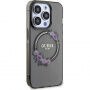 Guess Flowers Ring Glossy Logo maska s MagSafe za iPhone 13 Pro Max - siva
