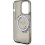 Guess Flowers Ring Glossy Logo maska s MagSafe za iPhone 13 Pro Max - siva