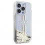 Guess Liquid Glitter Gold Stripe maska za iPhone 15 Pro Max - prozirna