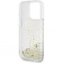Guess Liquid Glitter Gold Stripe maska za iPhone 15 Pro Max - prozirna