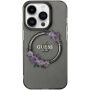 Guess Flowers Ring Glossy Logo maska s MagSafe za iPhone 13 Pro Max - siva
