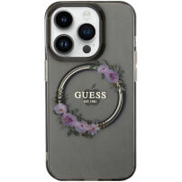Guess Flowers Ring Glossy Logo maska s MagSafe za iPhone 13 Pro Max - siva