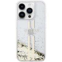 Guess Liquid Glitter Gold Stripe maska za iPhone 13 Pro Max - prozirna