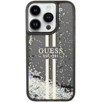 Guess Liquid Glitter Gold Stripe maska za iPhone 14 Pro Max - siva