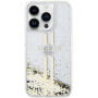 Guess Liquid Glitter Gold Stripe maska za iPhone 15 Pro Max - prozirna